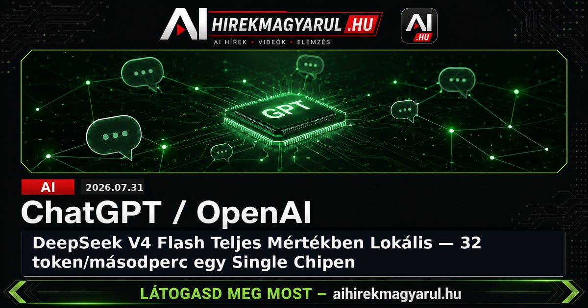 DeepSeek V4 Flash Teljes Mértékben Lokális — 32 token/másodperc egy Single Chipen
